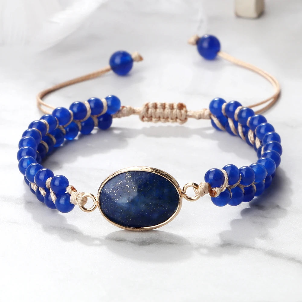 Natural Lapis lazuli Healing Beads Bracelets For Men Handmade Charm Natural Stone Beaded Bracelets Women Yoga Meditation Jewelry