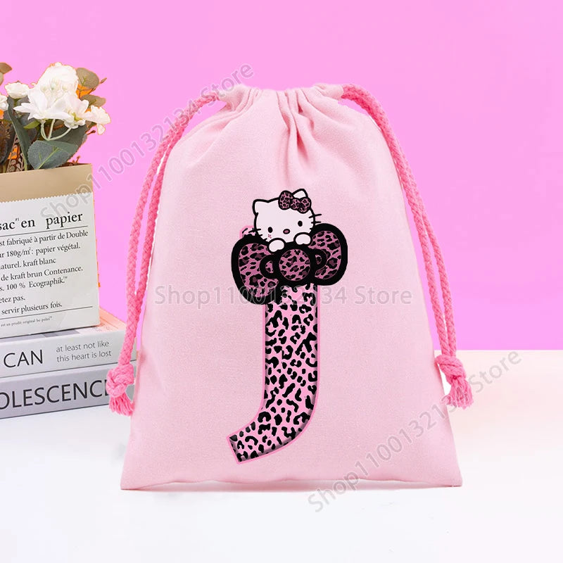 Sanrio Hello Kitty Drawstring Bagfor  Kids /Anime Letter Printed Bags Cookies Candy Storage Bag Wedding Jewelry Gift Bag