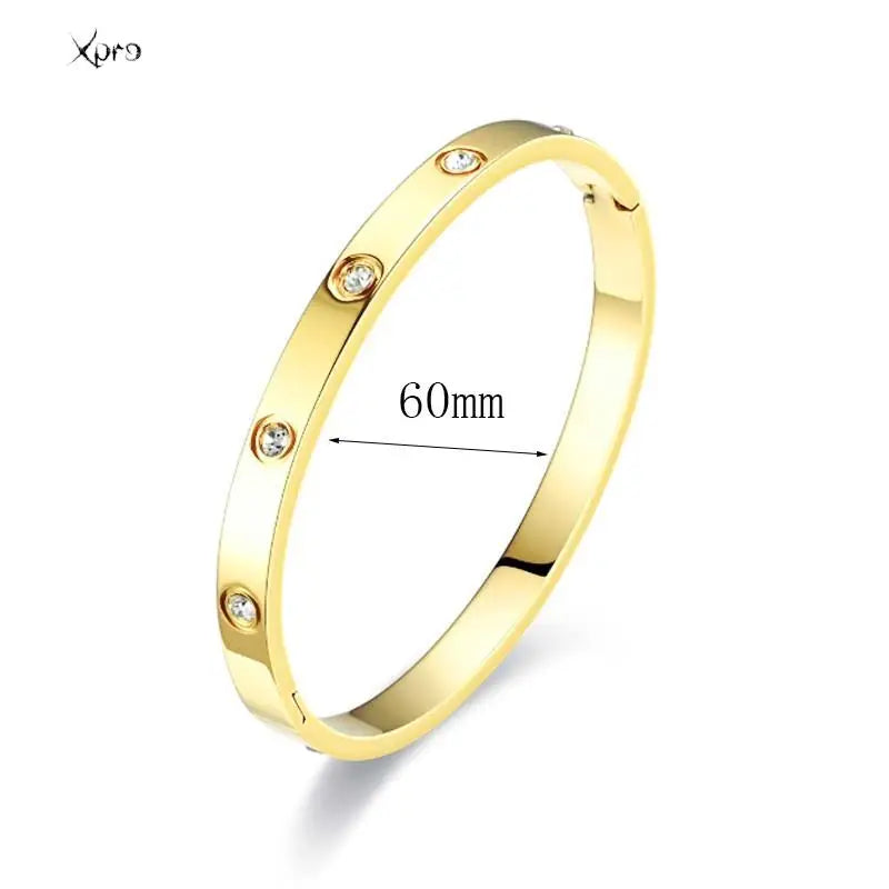 Xpro Stainless Steel Cuff Bracelets Bangles For Women Fashion Jewelry Charm Jewelry Accessories Crystal Bracelet loves