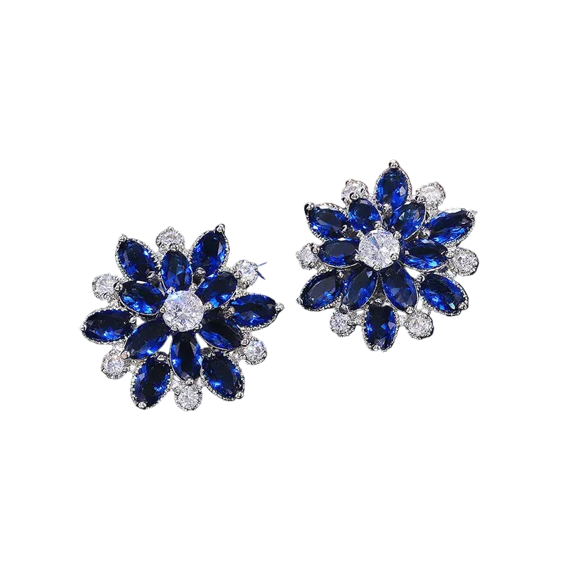 Tejesa 925 Sterling Silver Gorgeous Big Flower Stud Earring for Women Wedding Engage Dance Party Noble Brilliant Zircon Stone Earrings
