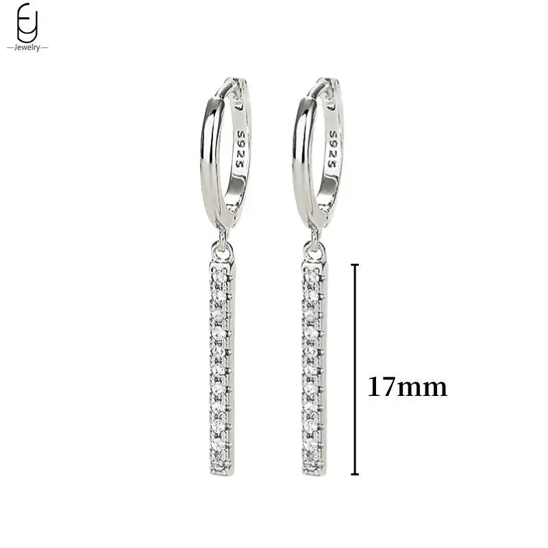 Hemasa 925 Sterling Silver Ear Buckles Fashion Hoop Earrings /White Crystal Luxury Women's Earrings Wedding Women's Jewelry Premium Gift