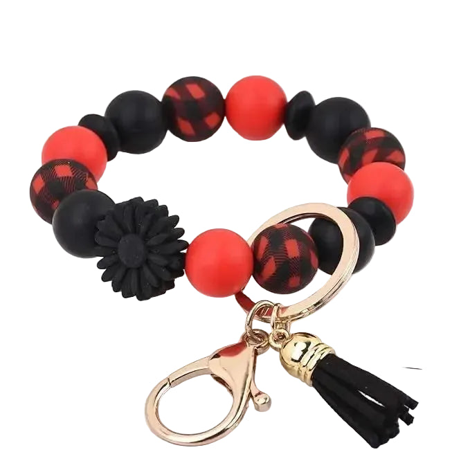 Hemasa Handmade Daisy Silicone Beads Bracelet Keychain /Anti-Lost Wallet Pendant Ring Holder