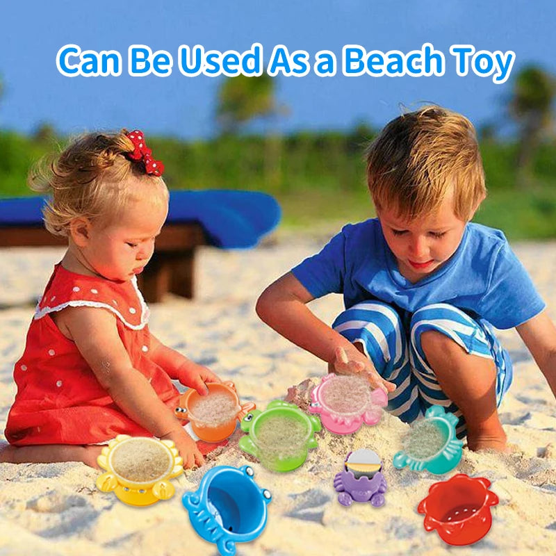 Hemas aStacking Cup Bath Toys for Kids Colorful Folding Boat Shape Tower Early Educational Baby Toys Swimming Pool Beach Toys Gifts