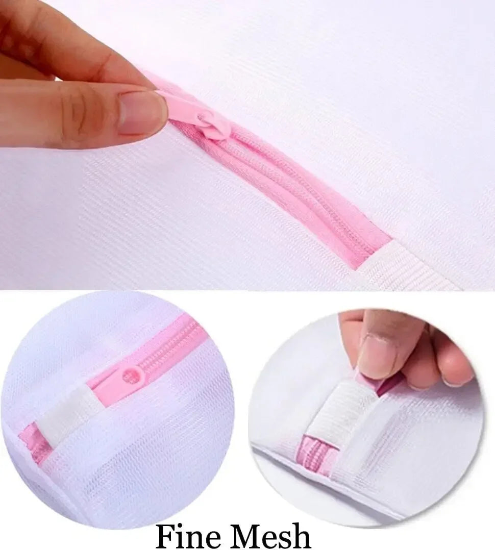 Hemasa 3pcs Fine Mesh Laundry Bags Travel Net Wash Bags Lingerie Bags for Washer Dryer Delicates Bras Underwear Socks Mask Blouse Silk