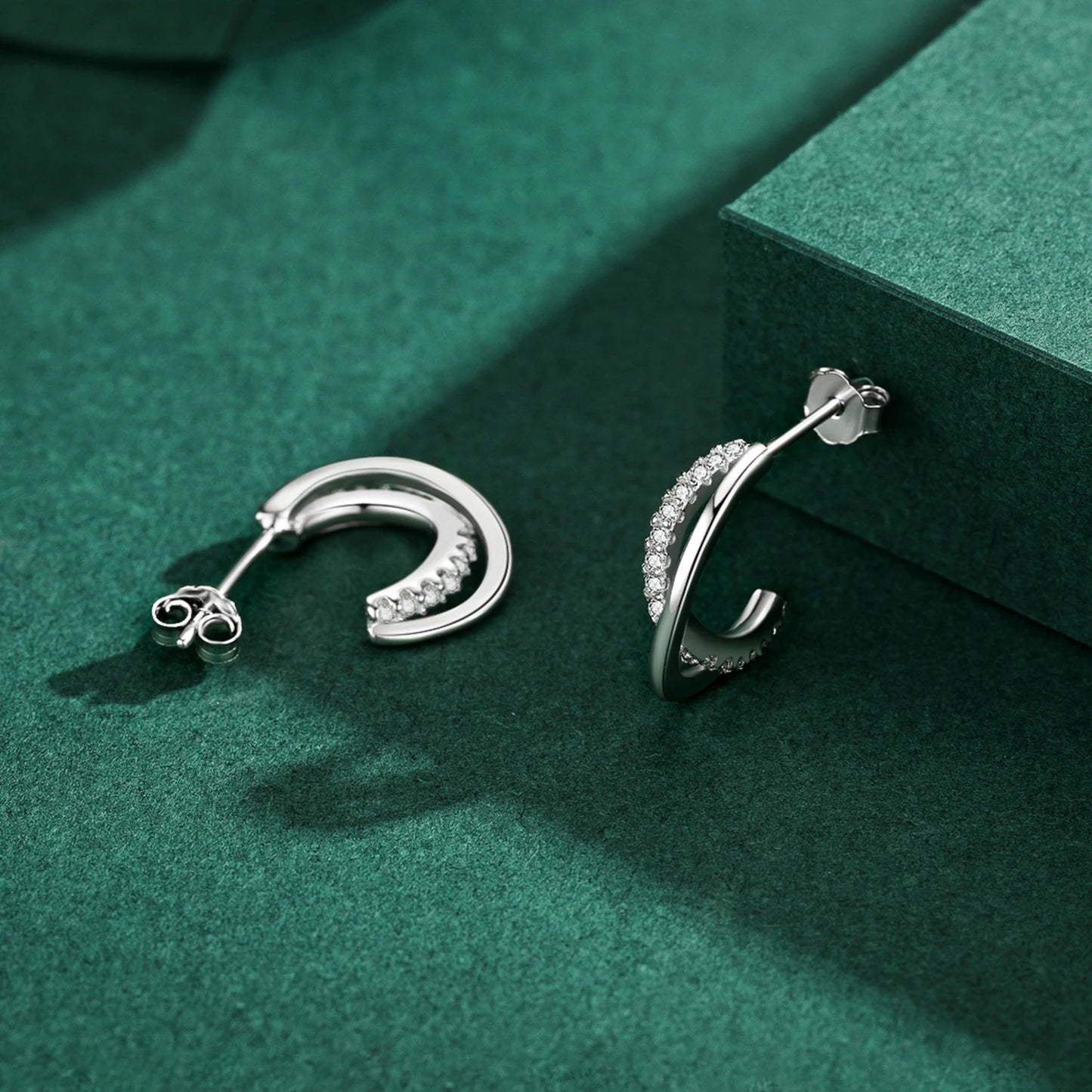Modian Silver Line Clear CZ Stud Earrings 100% 925 Sterling Silver Geometry Exquisite Earring For Women Wedding Fine Jewelry