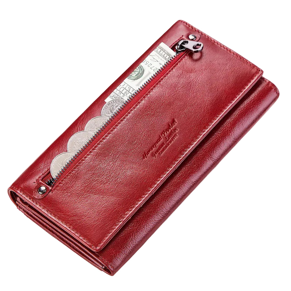 Tejesa  Leather Cell Phone Clutch Bag for RFID Protect Card Holder Purse Travel Zipper Pocket Long Handbag