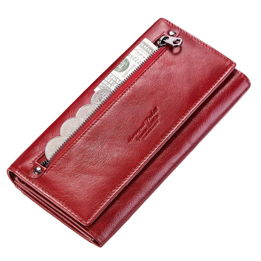 Tejesa  Leather Cell Phone Clutch Bag for RFID Protect Card Holder Purse Travel Zipper Pocket Long Handbag