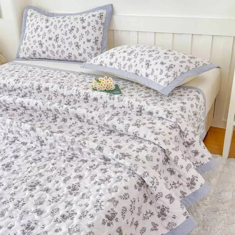 1Pc Purple Flower Bedspreads For Bed Thick Patchwork Blanket Single/Queen/King Floral Style Quilted Duvet Soft Bedspread