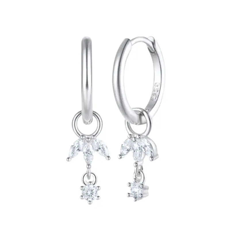 Hemasa 925 Sterling Silver Ear Buckles Fashion Hoop Earrings /White Crystal Luxury Women's Earrings Wedding Women's Jewelry Premium Gift