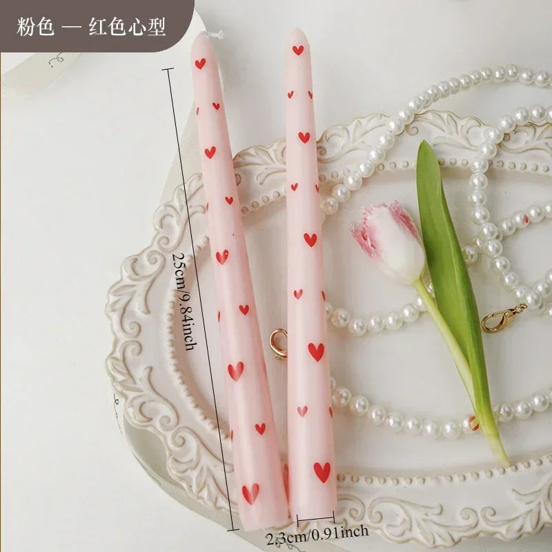 7.5'' Long Wedding Candles French Hand-Printed Pole Candle Long Taper Dinner Candles for Minimalist Home Decorative Candles