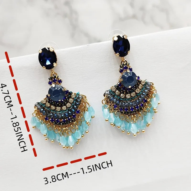 Hemasa Colorful Beaded  Long Earrings for Women