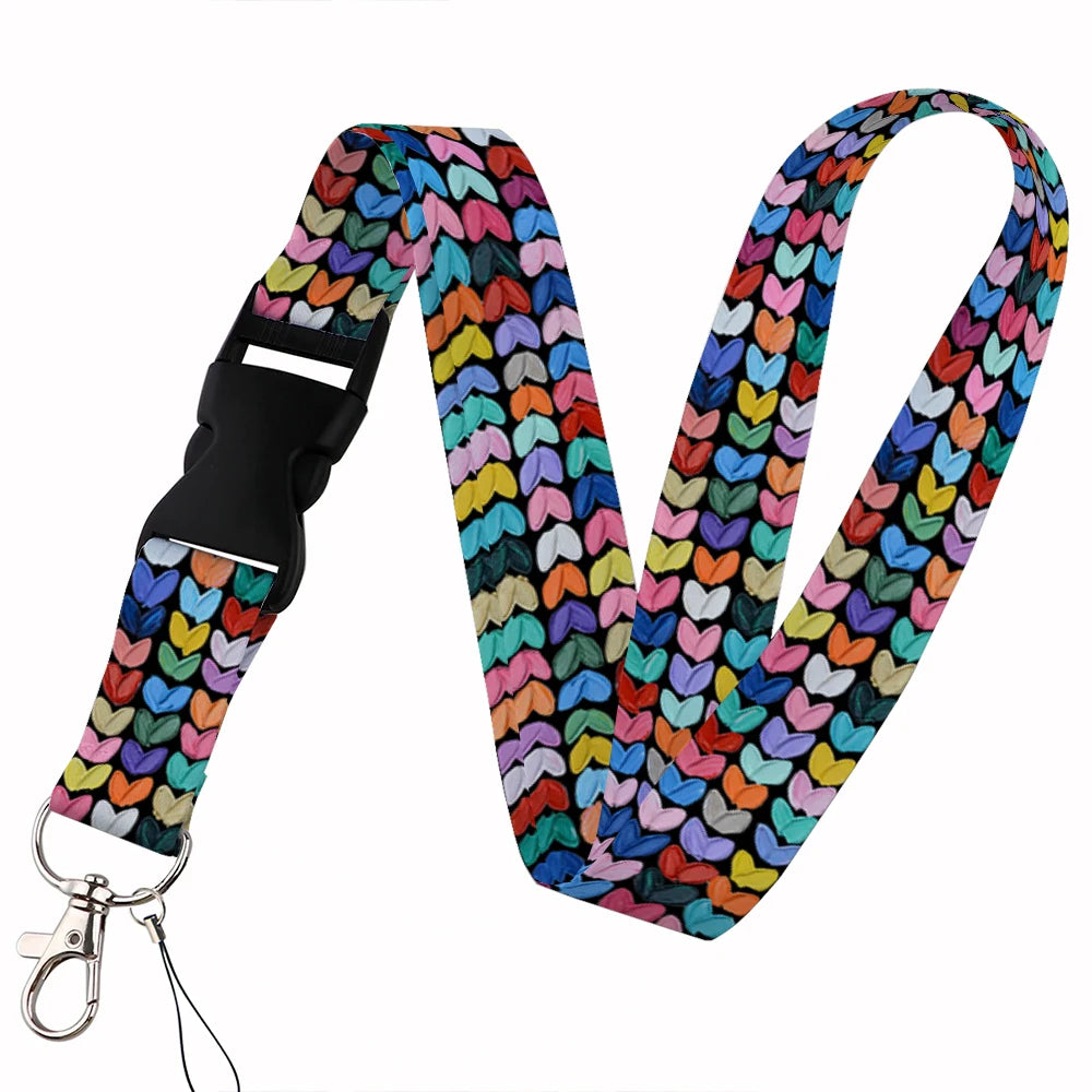 Tejesa Beautiful heart-shaped Lanyard Keys Chain Badge Holder ID Credit Card Pass Hang Rope Lariat Mobile Phone Charm Accessories Gifts