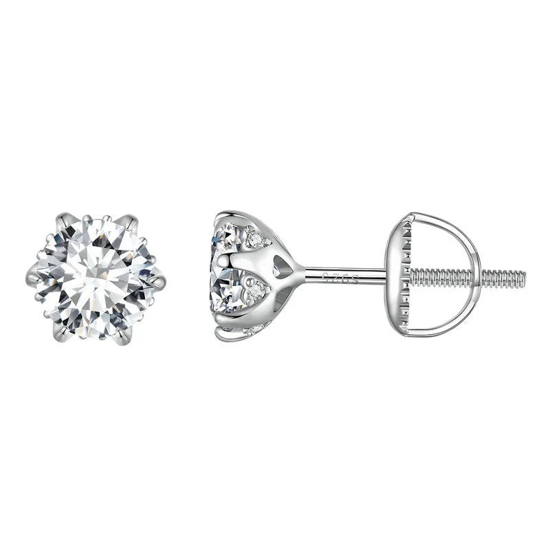 Bamoer 1.0 CT Moissanite Stud Earrings Heart Prong Lab Diamond Earrings for Women 925 Sterling Silver for Engagement Wedding