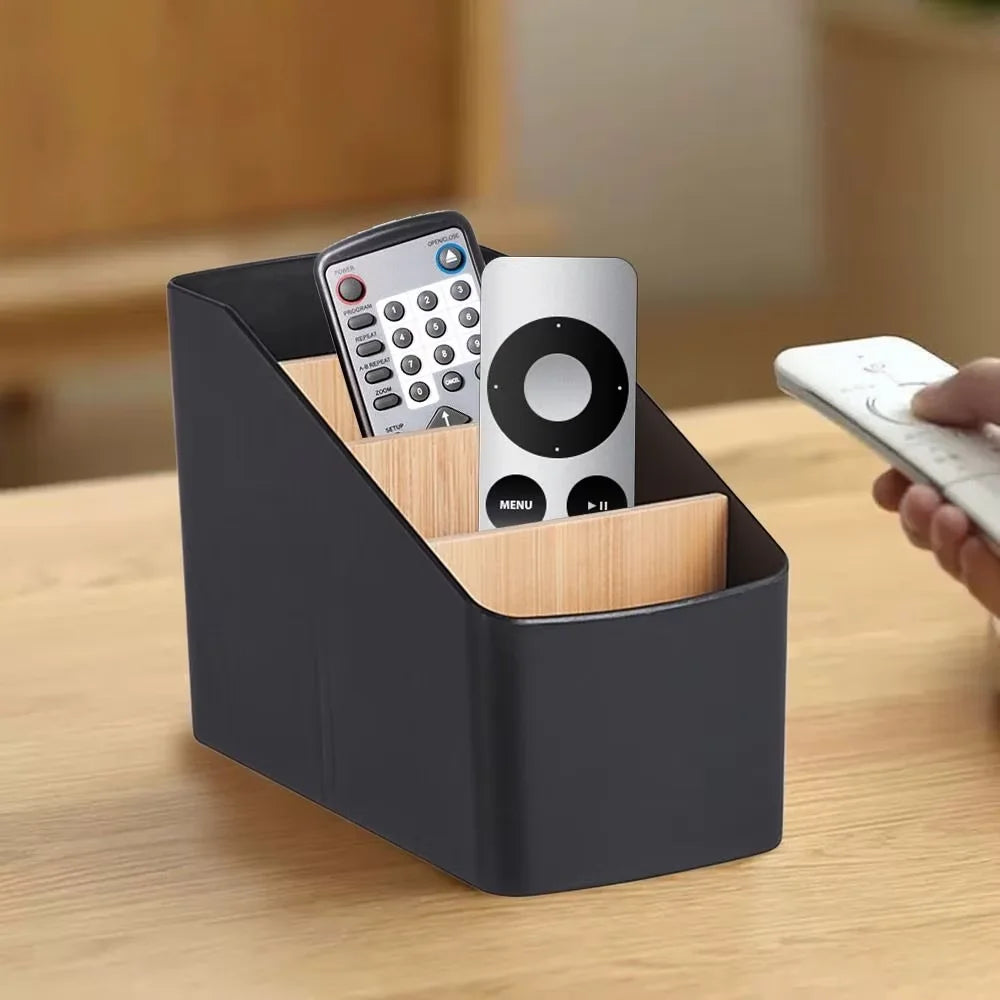 Multipurpose Desktop Storage Box TV Remote Holder  Wooden Table Organizer For Bedroom Living Room Household Detachable Partition