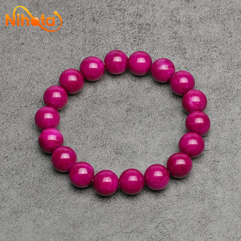 Natural Purplish Red Chalcedony Bracelets Round Stone Beads Jewelry Gift For Men Magnetic Health Protection Women 4/6/8/10/12mm
