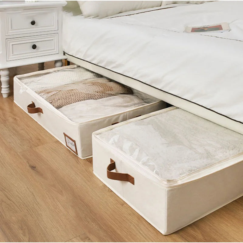 Foldable Under Bed Storage Containers with Clear Window Underbed Toy Organizers Clothing Storage Bags Closet Storage Bins
