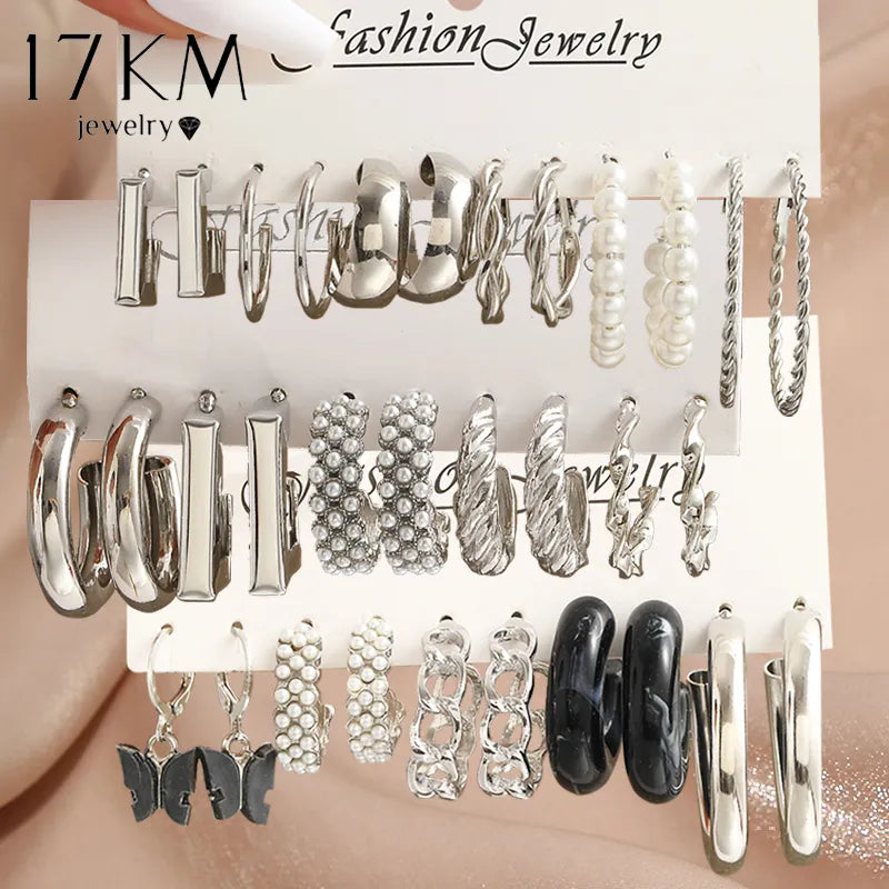 Hemasa  Acrylic  Silver Color Dangle Earrings Set  for Women