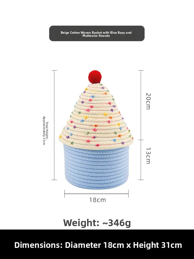 Tejesa Dopne Cotton Tead Woven Storage Basket Cute Living Room Sna Miscellaneous Goods Storage Box Bedroom Cosmetic Organizer...