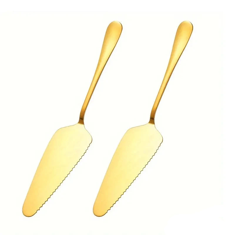 Tejesa 1/2/4pcs Stainless steel cake spatula Birthday cake Gold spatula Family Hotel Birthday Party cake pizza spatula