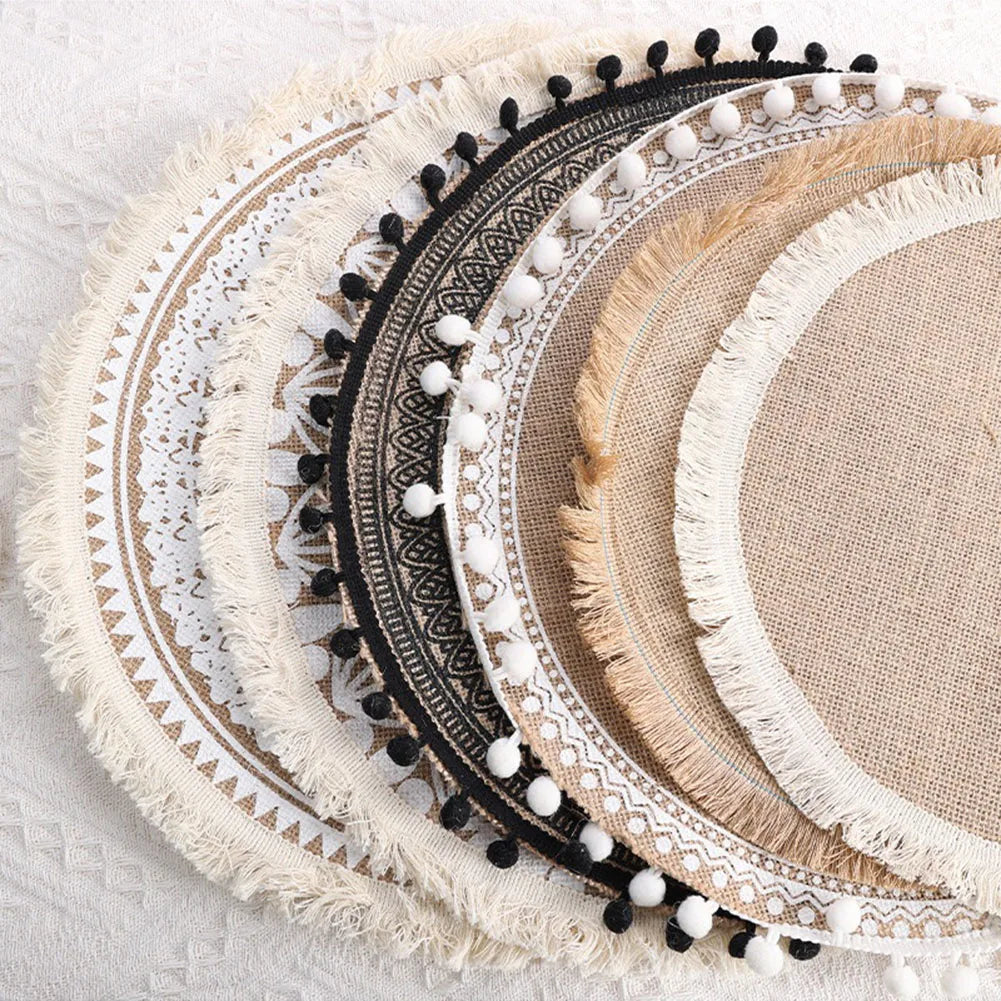 Hemasa Elegant Jute Placemats With Tassels