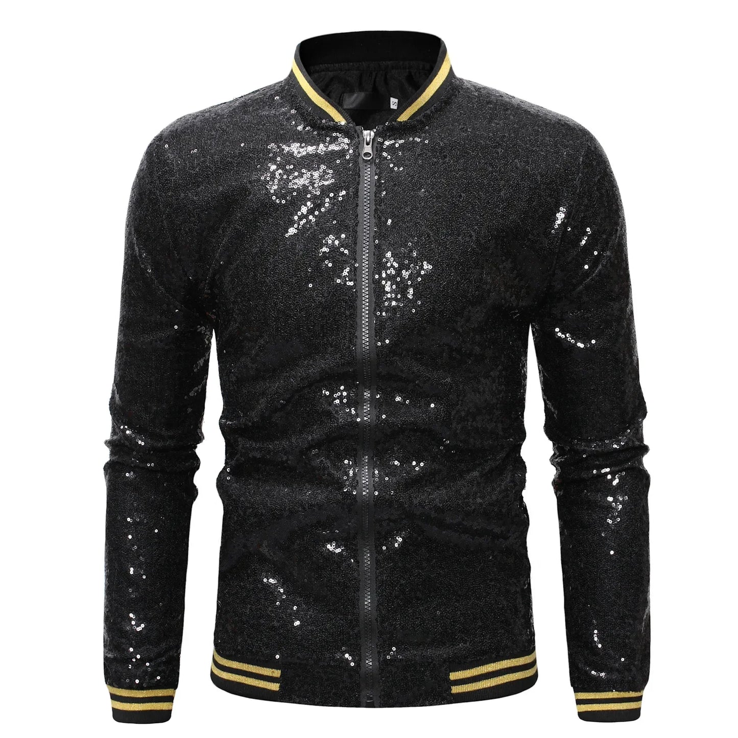 Hemasa  Winter  Sequin Jacket for Men, Stand Up Collar Contrasting Mens Jackets(Eur Size)