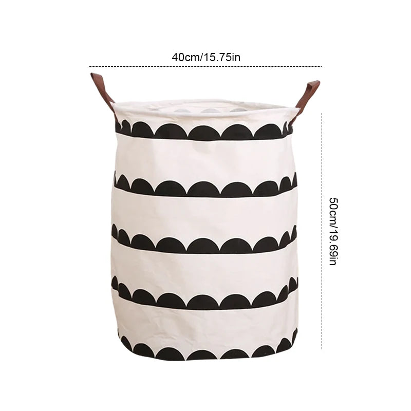 FHemasa Foldable Laundry Basket Storage Bucket Cotton Linen Fabric White Black Waterproof Dirty Laundry Toy Storage Basket Dirty Clothes