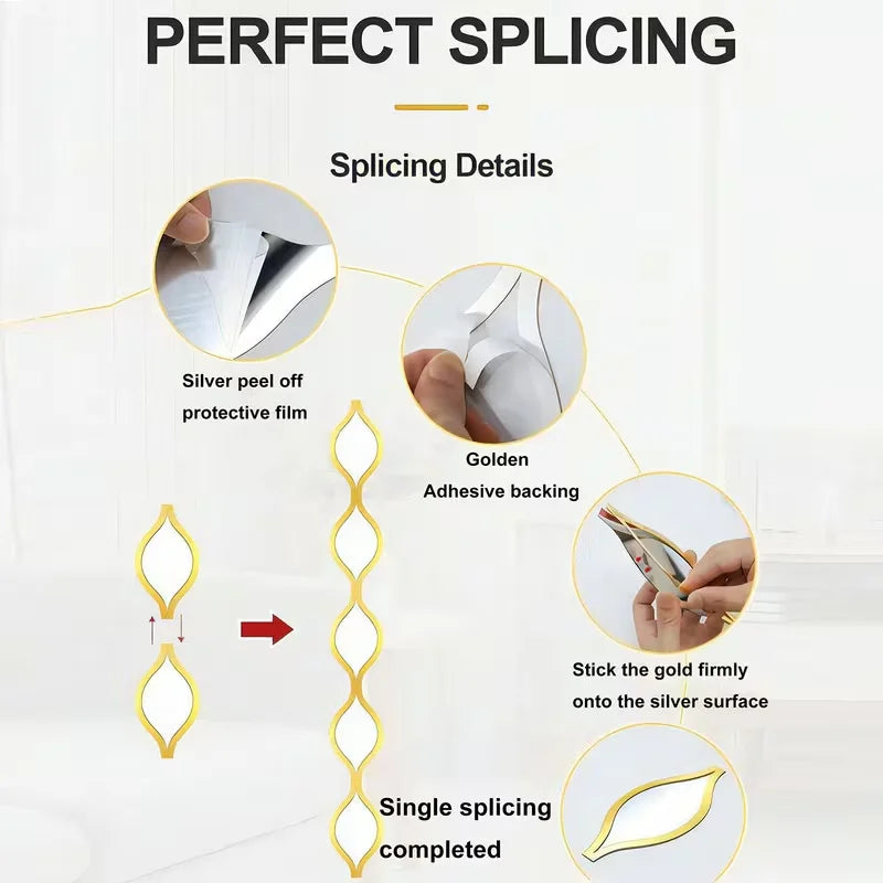 Hemasa 12/6pcs Teardrop Combination Bathroom Mirror / Golden Artistic Decorative Mirror for Bedroom Living Room Hallway Accent Wall