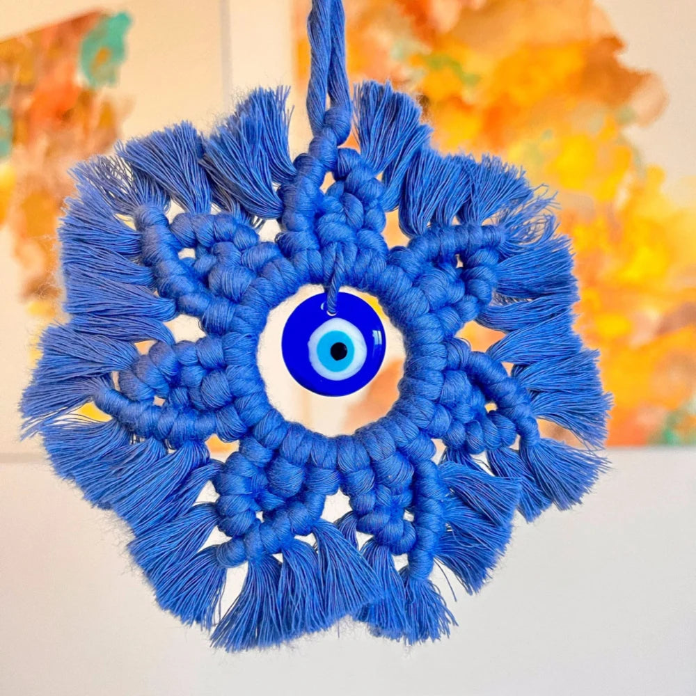 Hemasa Macrame Wall Hanging with Lucky Eye/ Turkish Evil Eye Cotton Woven Tapestry for Home Decor /Wall  Decoration House Warming Gift
