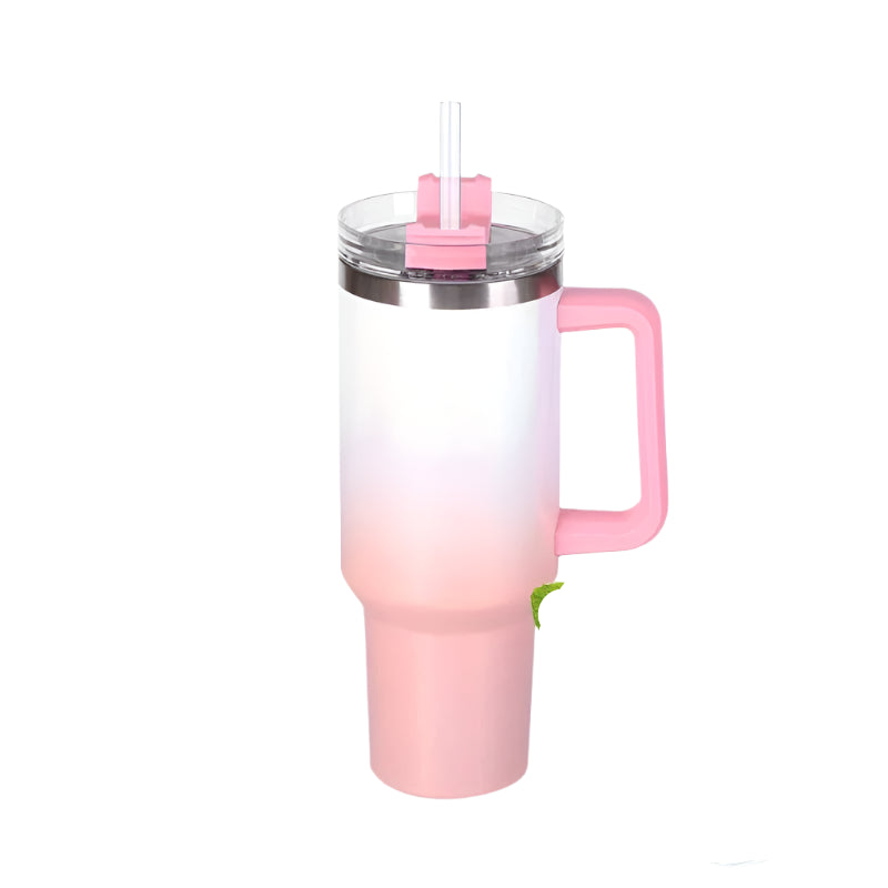 Hemasa 40oz  Stainless Steel Cup Thermal Keeps Cold and Heat Water Bottle with Handle Rainbow Thermal Mug