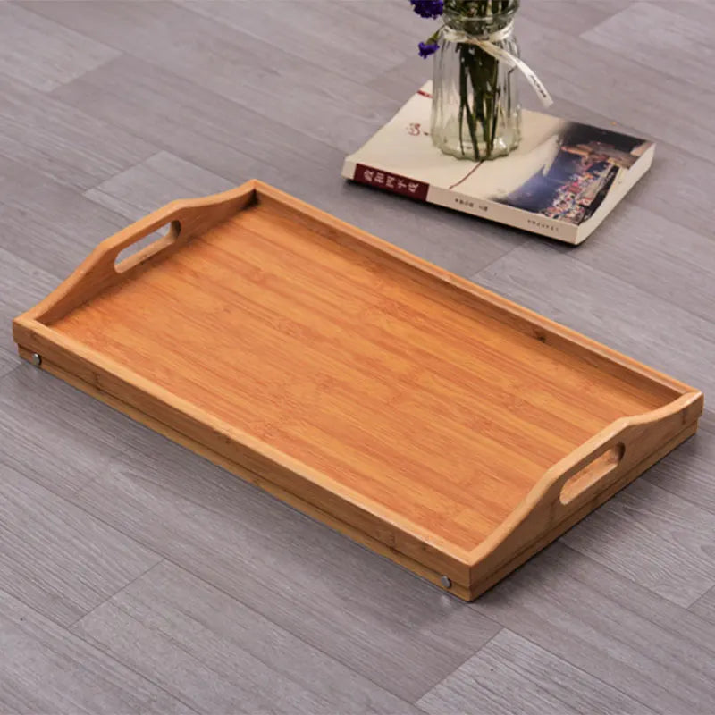 Bamboo Portable Folding Lazy Table with Handle for Laptop Bed Studying and Reading Sundries Tray Coffee Breakfast Tray Table