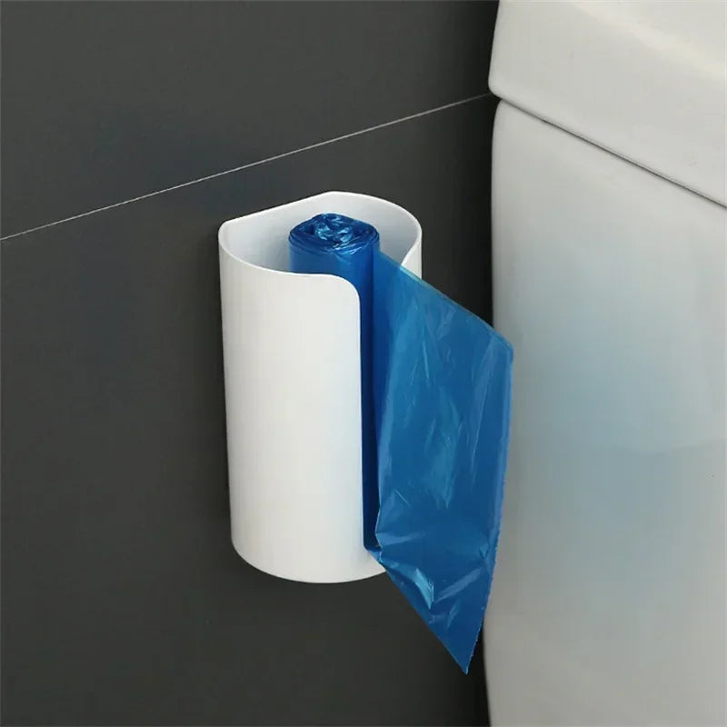 Hemasa 1pc Kitchen Garbage Bag Storage Hole-Free Holder Self-Stick Wall Mounted Home Bathroom Plastic Bag Holder