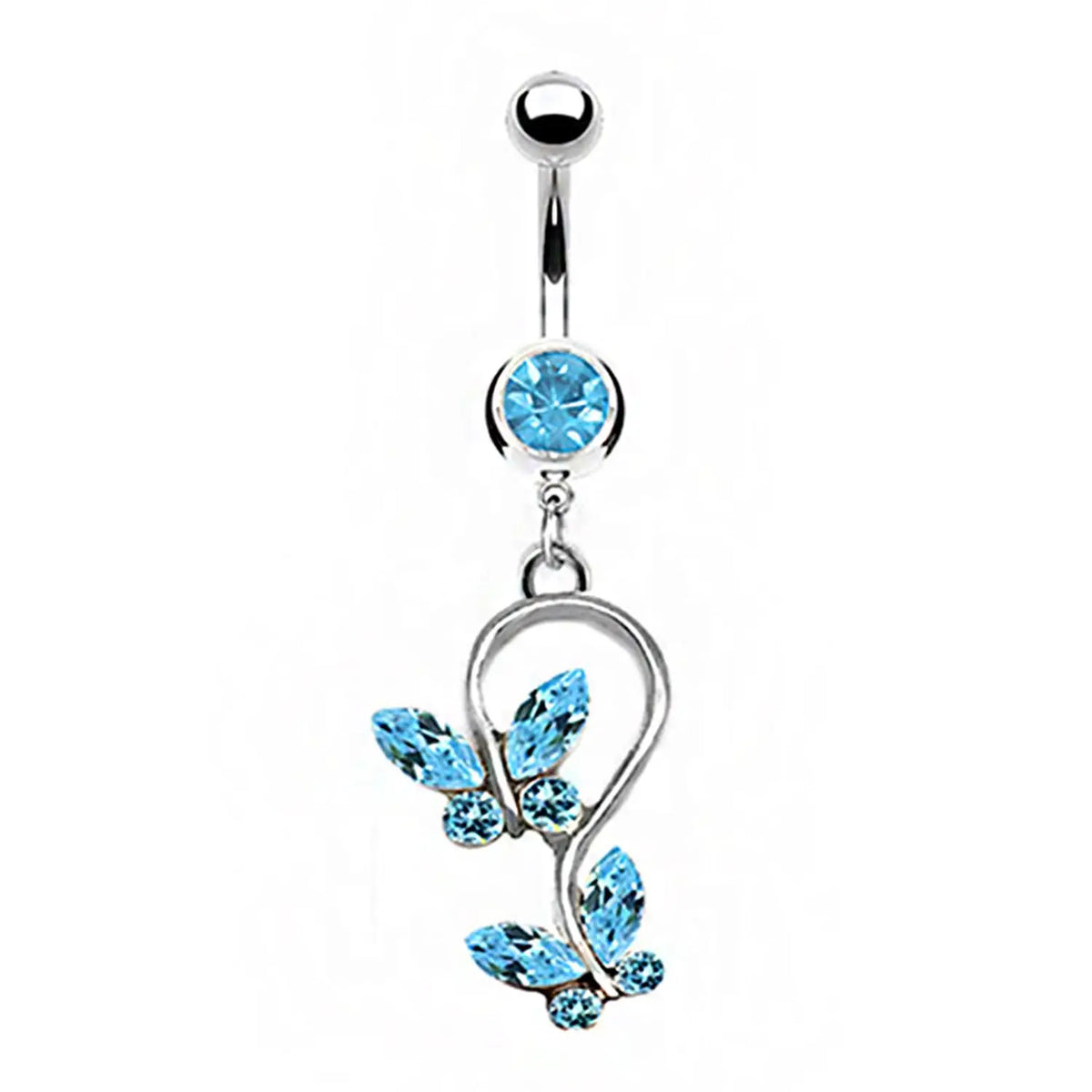 Stainless Steel Internal Thread Navel Piercing Dangle Body Piercing Sexy Belly Button Rings Blue Zircon Navel Rings Jewelry