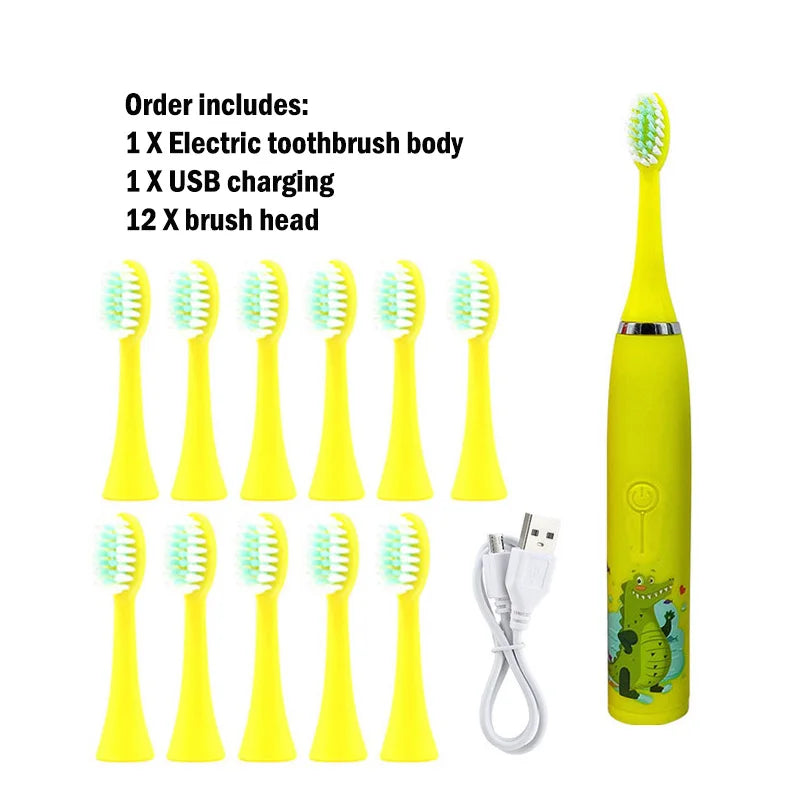 Children Sonic Electric Toothbrush Cartoon Kids With Replace The Toothbrush Head Ultrasonic Electric Toothbrush Sonic Brush Head