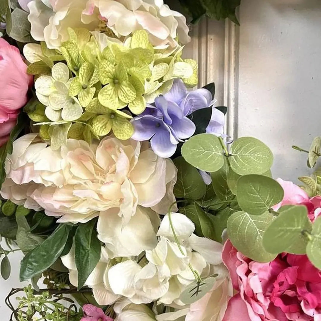 Rainbow Hydrangea Artificial Wreath Flowers Garland Front Door Home Decor Wreath Decorative Fake Flower Home Door Decors 2023