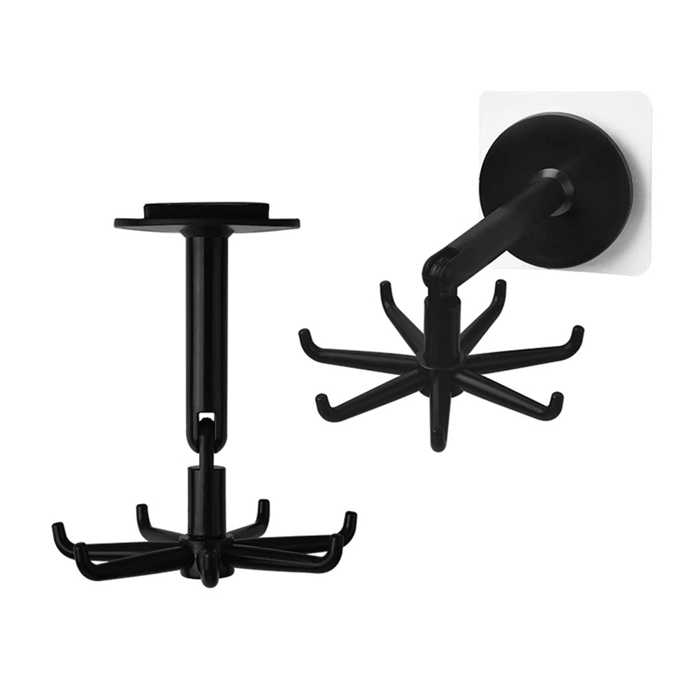 Hemasa 1PC Multifunctional 7 Hook Kitchen Storage Bathroom 360 Degree Traceless