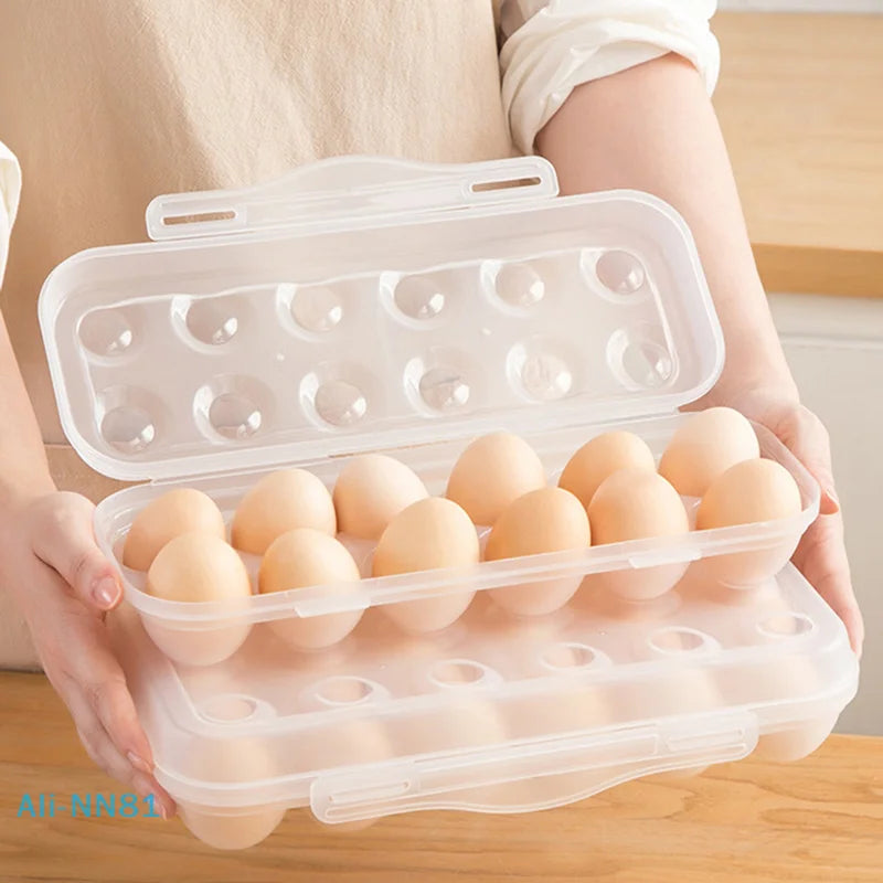 Tejesa 12/18 Grid Egg Storage Box With Lid Kitchen Refrigerator Egg Box Egg Drop Rack Household Fridge Egg Organizer Egg Tray