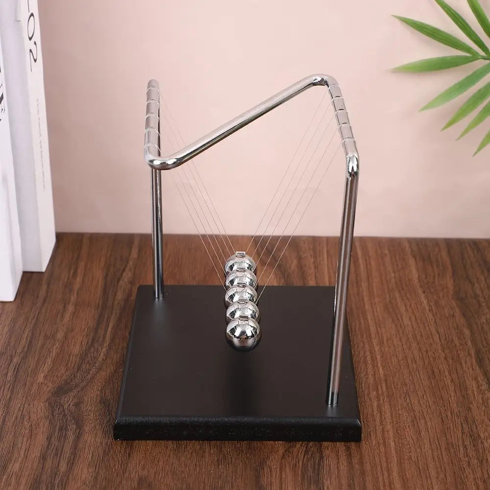 Wood Base Z-Shaped Newton's Cradle Balance Ball Physics Science Pendulum Premium Metal Office Desk Decor Kinetic Motion Toy