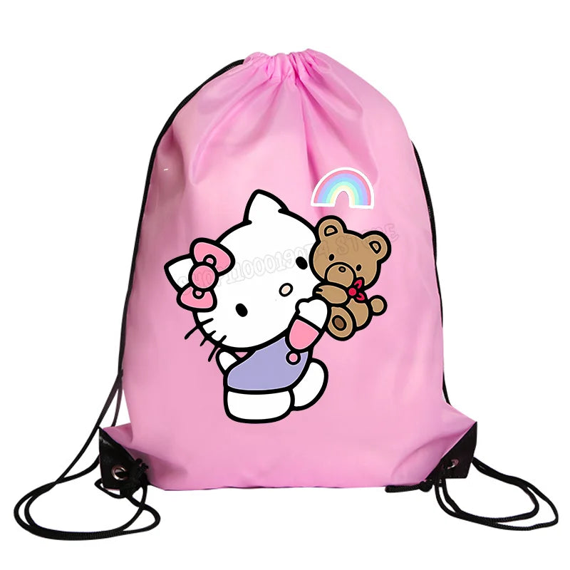 Hemasa Hello Kitty Drawstring Bag Sports Waterproof Backpack   Bags Birthday Cute Gift
