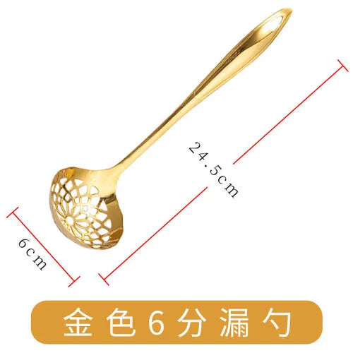 Tejesa  Long Handle Stainless Steel Soup Spoon / Hot Pot Spoon/ Large Golden Soup Spoon