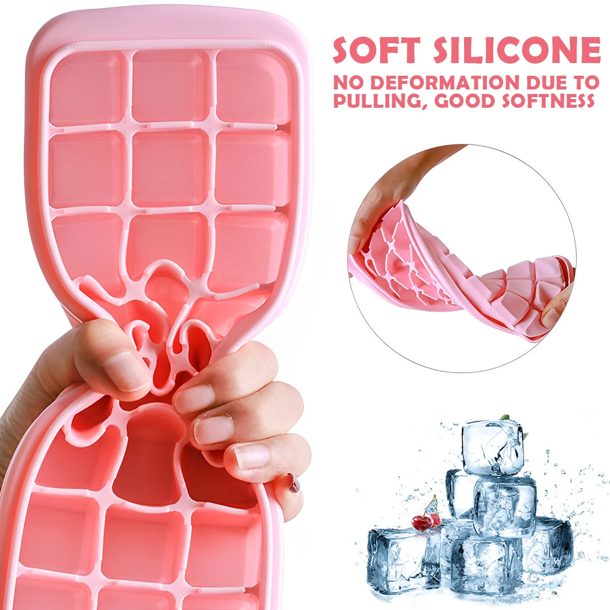Tejesa 55/26 Grid Ice Cube Mold Tray Reusable Silicone Ice Ball Maker Kettle for Outdoor Travel Camping Iced Drinks Ice Cube Container