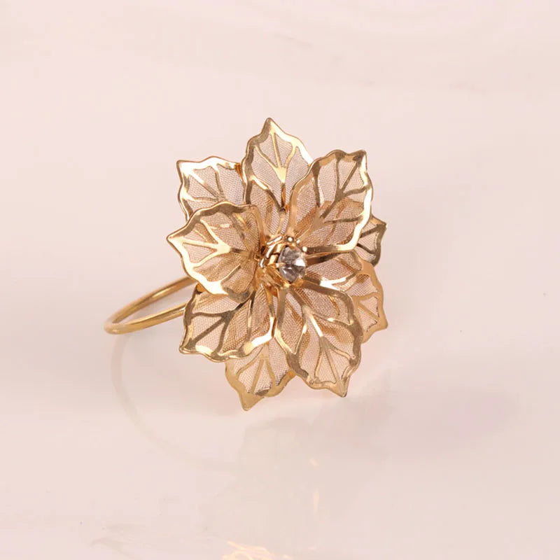 Hemasa  12 PCS Flower Napkin Rings Holders  For Hotel /Banquet Wedding P/arty Event Dining Table Decoration