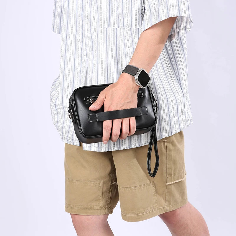 Tejesa H Soft PU Leather Men Shoulder Bag Male Day Clutch Phone Bag Shopping Bag