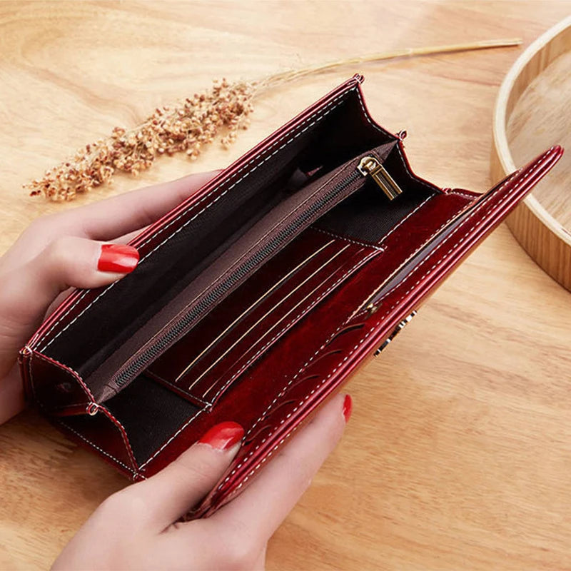 Women's Leather Wallet Woman Luxury Long Wallets Fashion Women Purses Money Bags 2022 Handbags Womens Purse Cards Holder