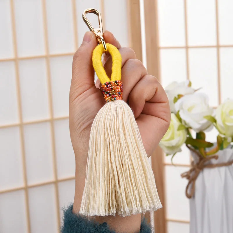 Hemasa   Hand Woven Key Chain Millet Bead Accessories Tassel Key Chain Bag Pendant Accessories Jewelry Dropshipping