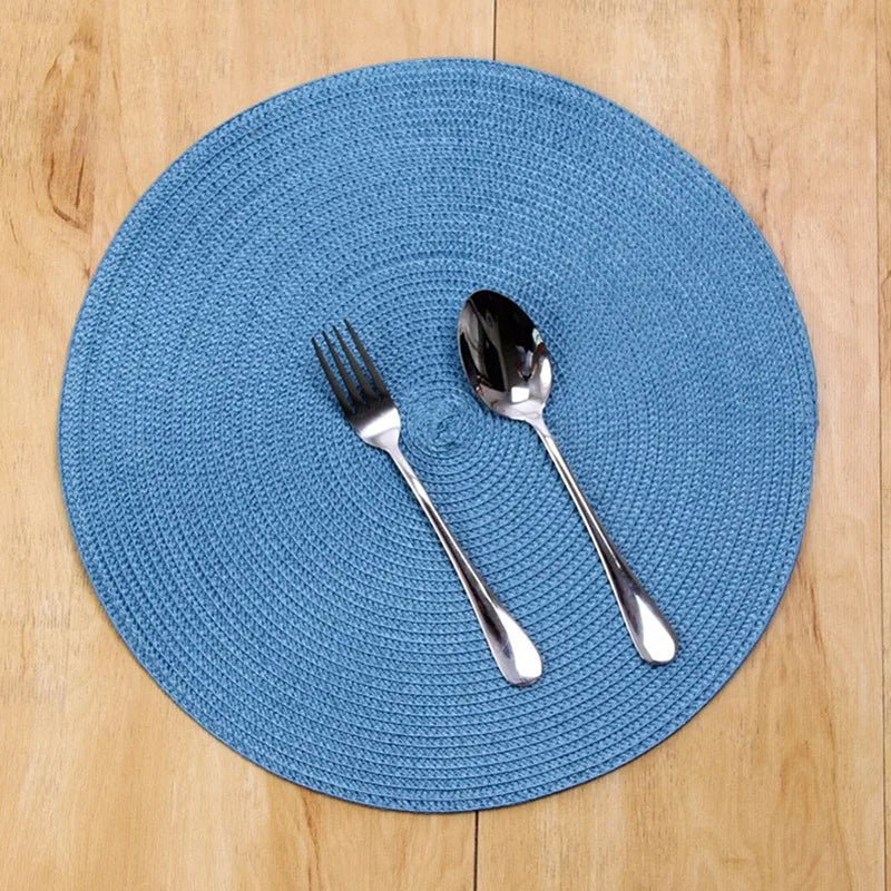 Hemasa Set of 6 Round Woven Non-slip Kitchen Placemat for Kitchen Dining Table European Style