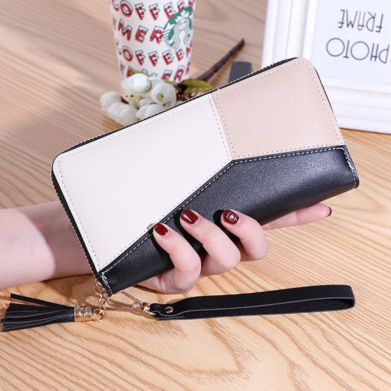 Heamsa  Zipper Coin Purse Lady Long Short Purses Handbags Women Clutch Cards Holder PU Leather Moneybag Billfold Wallet