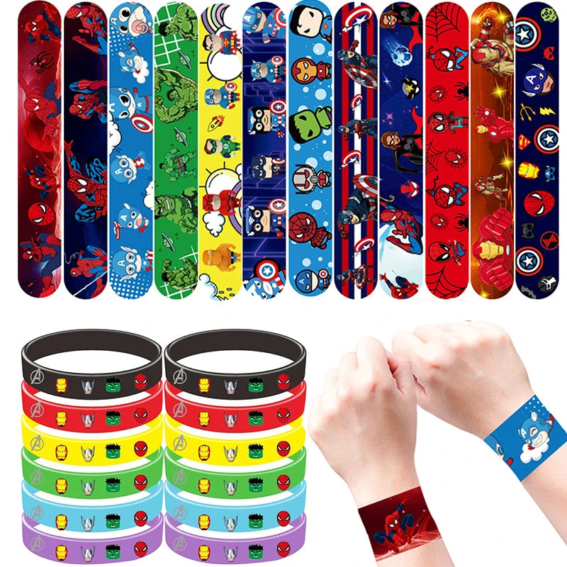 Tejesa 12/24Pcs  Avengers Braclets/Silicone Bracelets/ Slap Bracelets Set for Boy / Wristband Bracelet