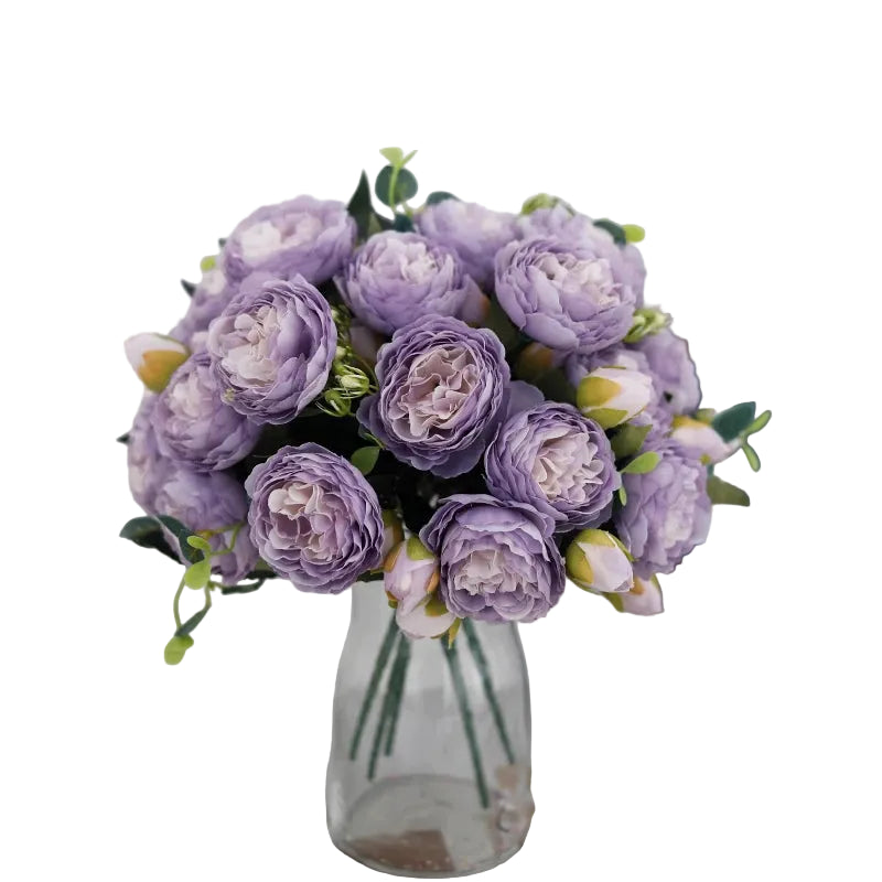 Tejesa 3 Pcs  Peony Artificial Flower Exquisite Wedding Bridal Party Bouquets Home Vase Accessories Fake Christmas Table Garden Backdrop Decor