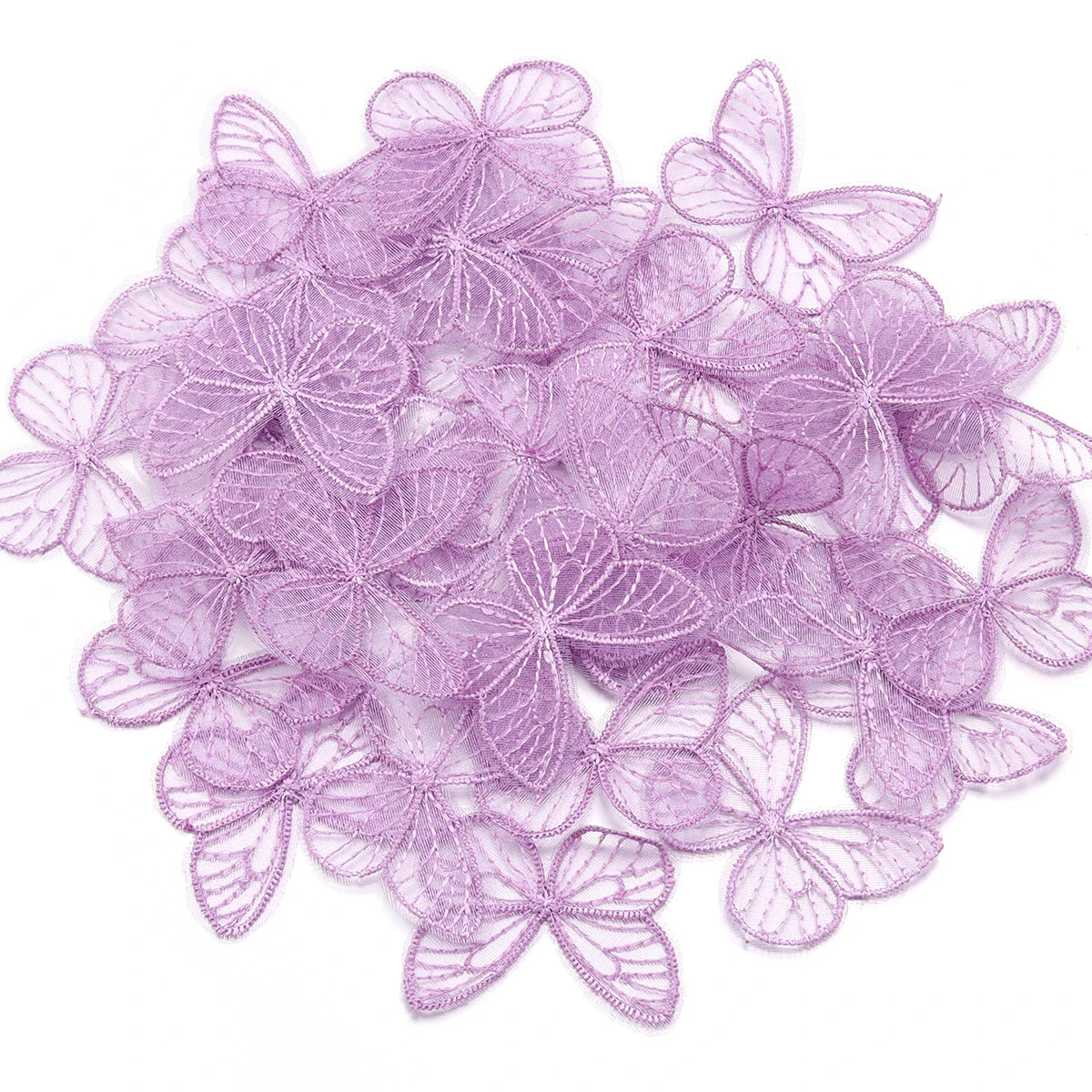 20pcs Embroidered Mesh Butterfly 3.5x4.5cm Cloth Patch Appliques for DIY Clothes Headwear Sewing Supplies Hair Clips Accessories