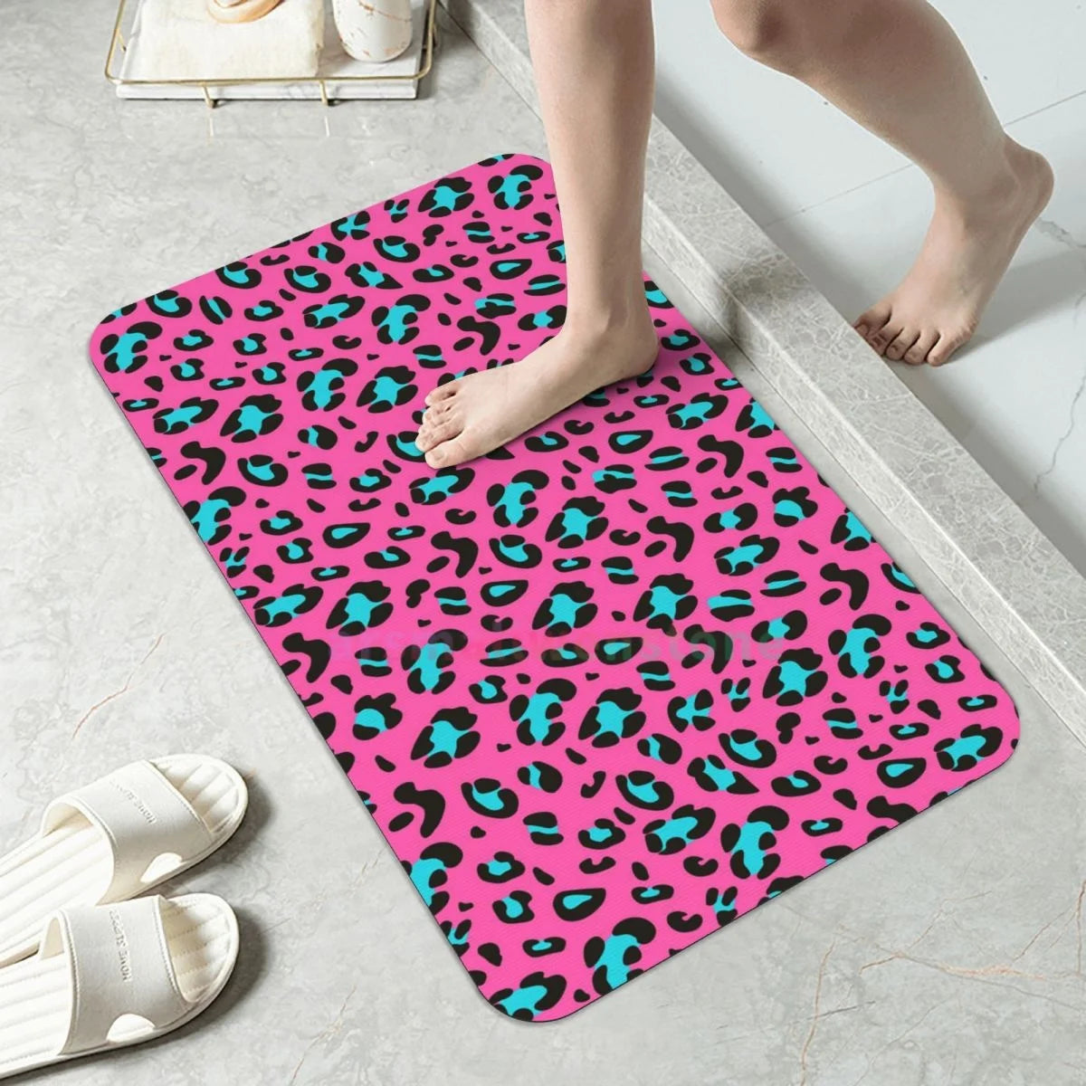 Leopard Print Diatom mud cushion absorbent quick drying mat bathroom door mat toilet diatomaceous earth non-slip foot mat